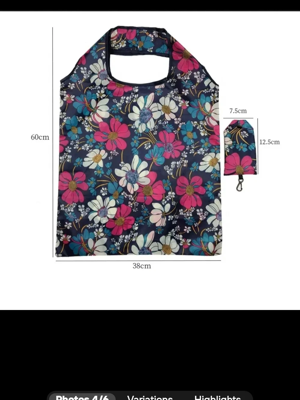Foldable Floral Fireworks Print Tote Bag - Purple & Pink NWOT